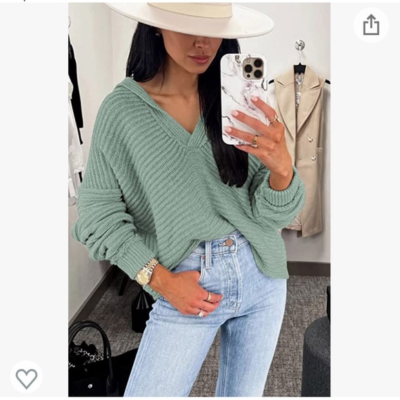 Ribbed Collared Green Sweater NWT - Picture 4 of 11